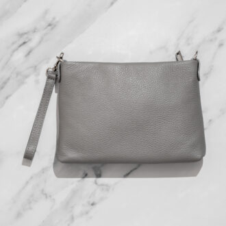 Δερμάτινο τσαντάκι φάκελος καρπού & χιαστί-Γκρι