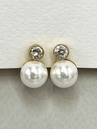 Ασημένια σκουλαρίκια με μαργαριτάρι και ζιργκόν