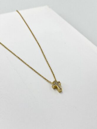 Επιχρυσωμένο ασημένιο κολιέ με σταυρό