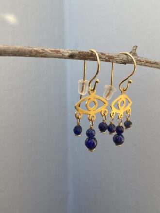 Επιχρυσωμένα σκουλαρίκια με στοιχείο μάτι