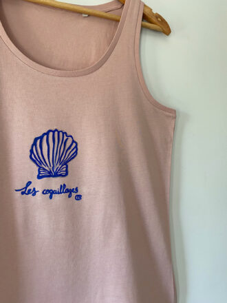 Αμάνικη ροζ μπλούζα με κοχύλι